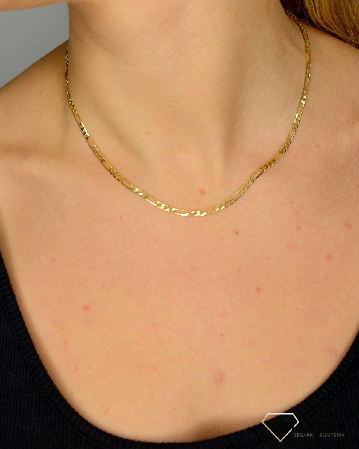 Złoty łańcuszek 333 figaro 3 mm DIA-LAN-1466-333 3mm ✅ Złoty łańcuszek 333 figaro 3 mm✅ Uniwersalny złoty łańcuszek.jpg